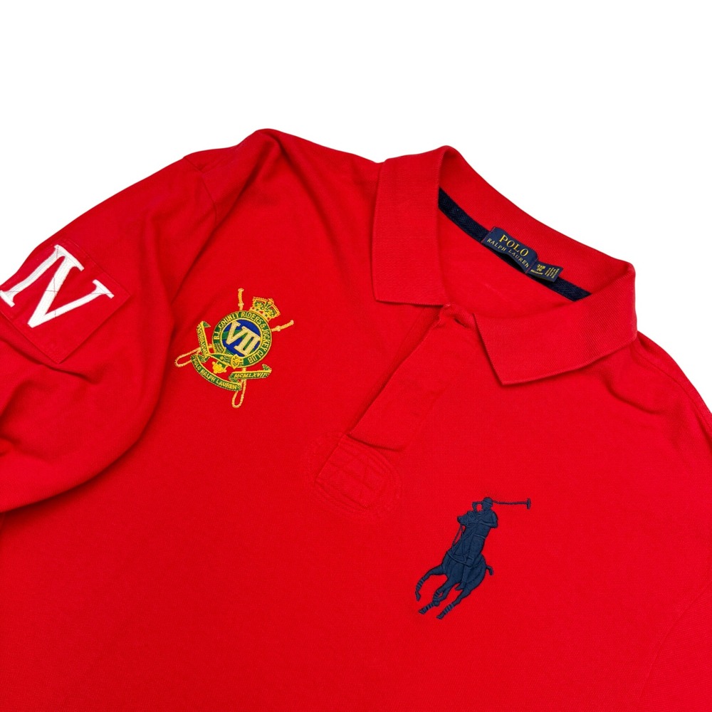 Polo Ralph Lauren Polo Mens 3XB Red Big Pony Long Sleeve Crest IV Patch RUGBY